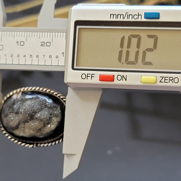 Black Druzy Quartz Statement rings, Sterling Silver Ring, Size 8 - Picture 9 of 10